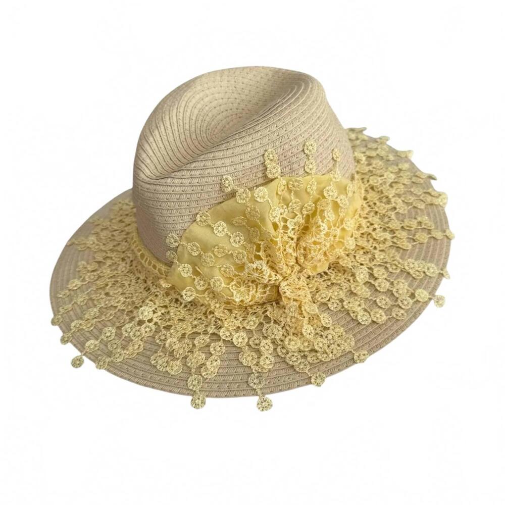NEW STYLE & CO. women’s wide brim hat in tan/yellow